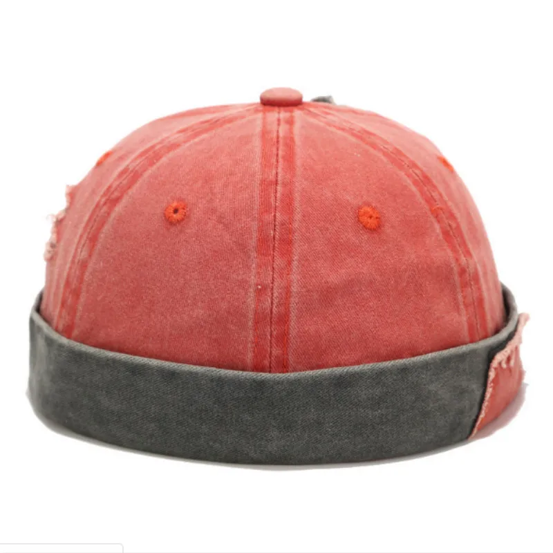 Vintage Hip Hop Men Hat Washed Cotton Retro Skull Cap Brimless Melon Distress Landlord Breathable Beanie Hole Skullcap | Аксессуары для