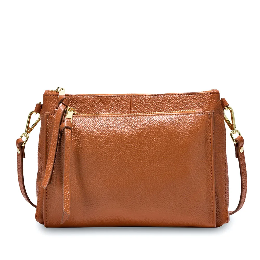 Повседневная женская сумка-мессенджер Zency из натуральной кожи коричневого цвета