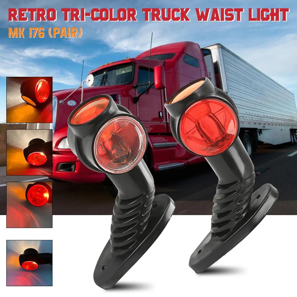 

2PCS Trailer LED Side Marker Lighting Outline Marker Waterproof Van Truck Lights Neon Stalk Side Marker Light for Trailer 24V