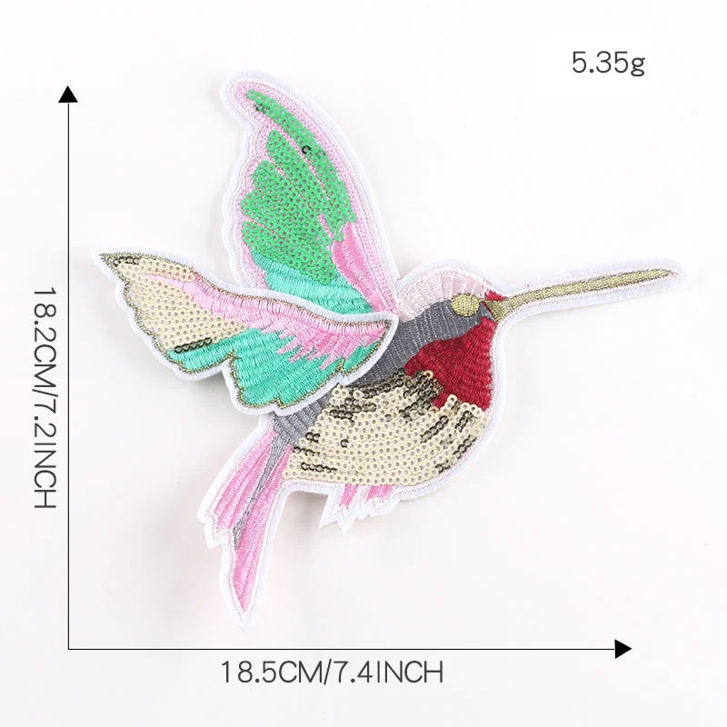Sequin Hummingbird Patch Animal Applique Iron on Patches for Clothes Embroidery Badge Stickers DIY Sewing Supplies | Дом и сад