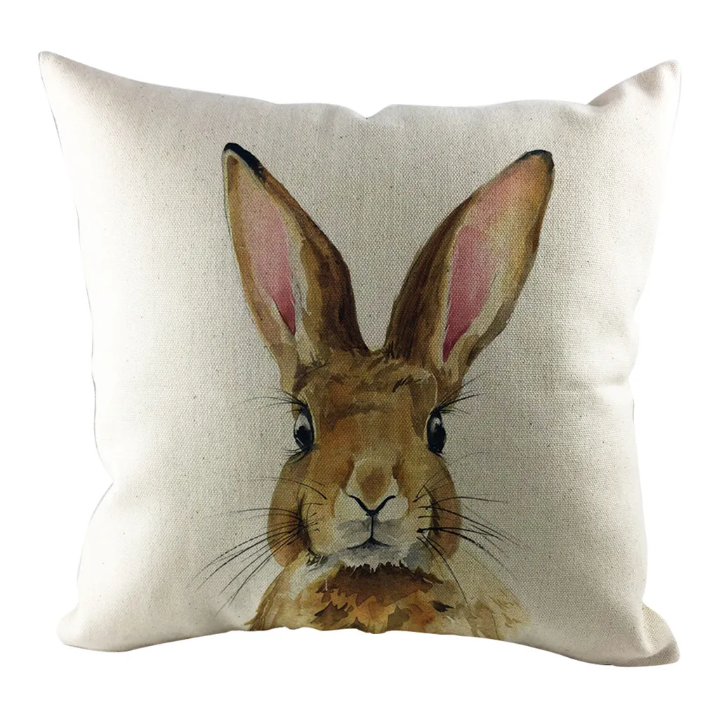 

2021 New Fashion Festival Easter Pillow Case Spring Season's Rabbit Bunnies Sofa Bed Throw Pillow Case Decoration
