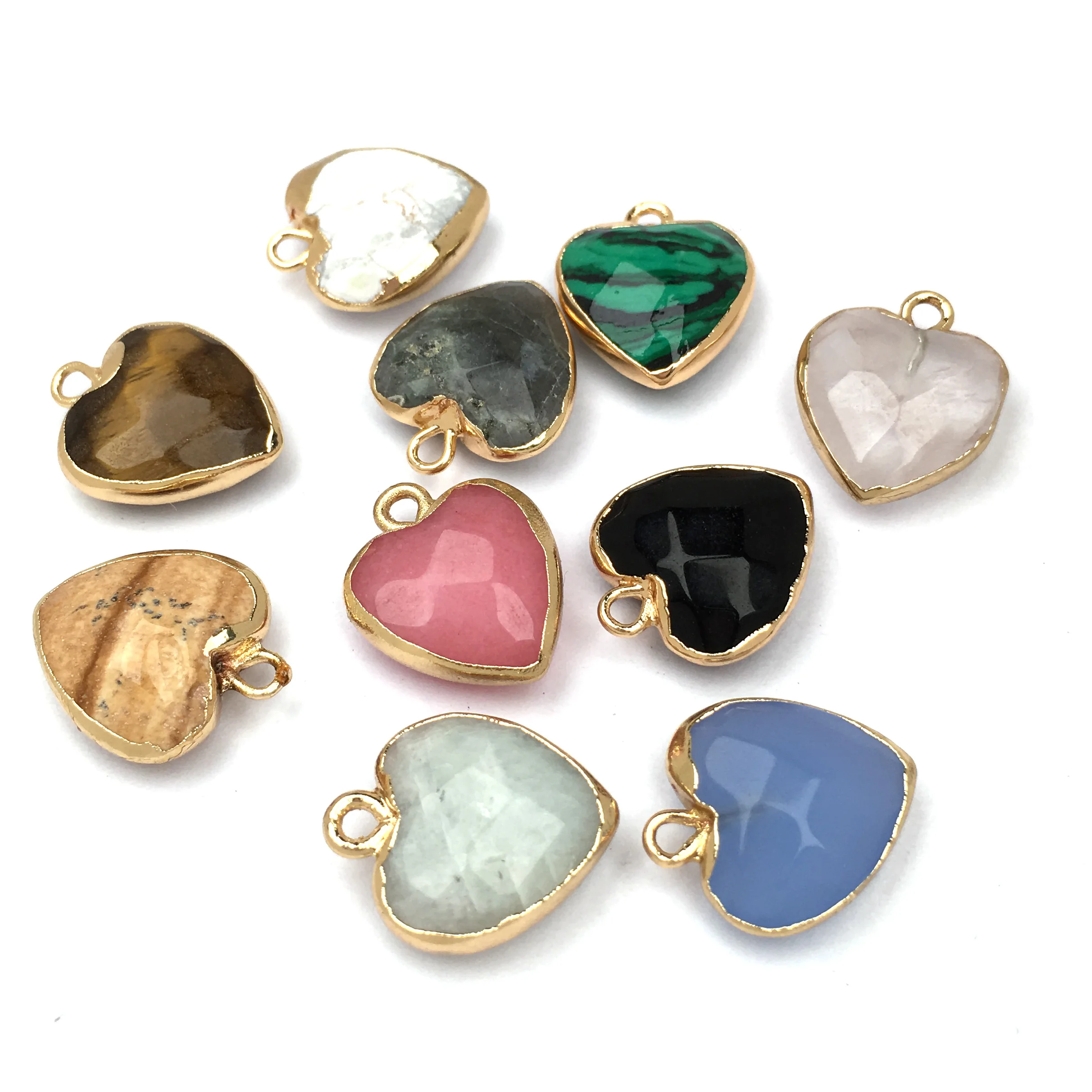 

Кулон из натурального камня в форме сердца, смешанные цвета, изысканные кристаллы для изготовления ювелирных изделий «сделай сам», браслетов, ожерелий, аксессуары