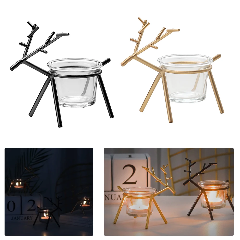 Скандинавские подсвечники с железным оленем подсвечник стеклянной чашкой для