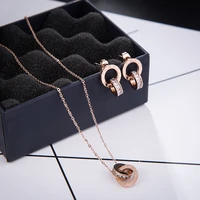 2021 new european and american earrings titanium steel necklace female rose gold fashion bracelet jewelry set