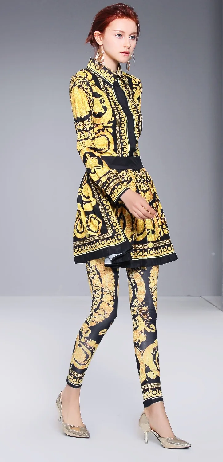 Женские комплекты из 3 предметов винтажный топ с барочным принтом в стиле ретро