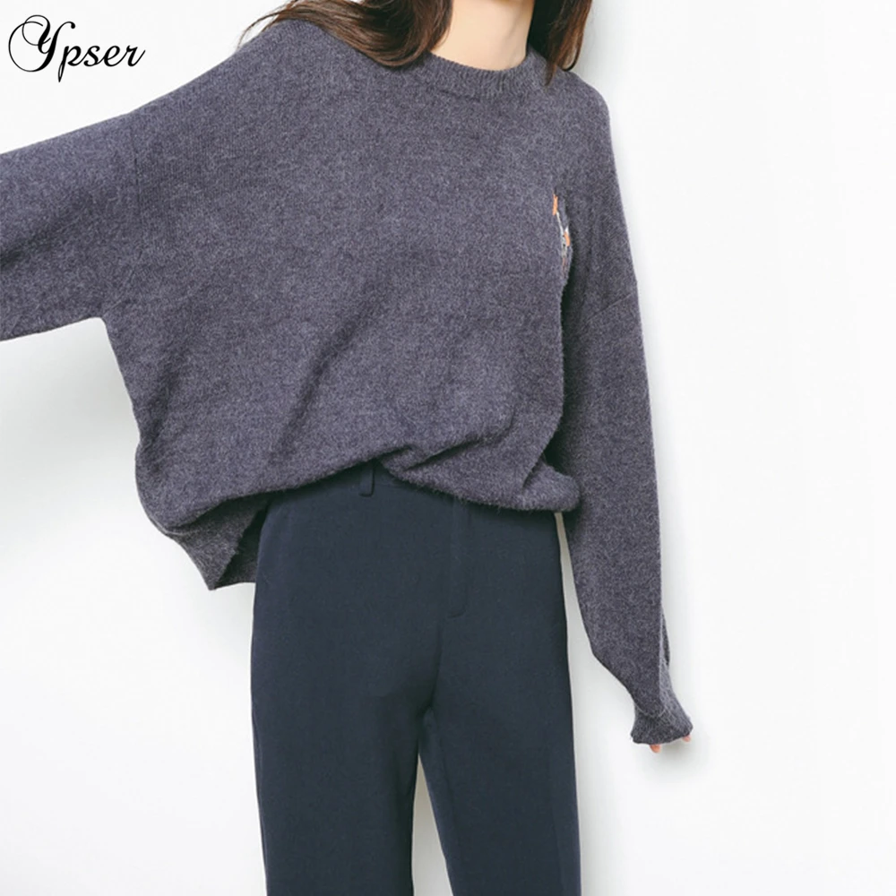 Ypser 2018 теплый пуловер с рисунком лисы свитер однотонный вязаный джемпер Свитера