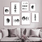 Скандинавские современные черный, белый цвет Луна плакат минимализм Eclipse украшение на стену, живопись маслом домашний декор с дизайнерским принтом Спальня выставочный зал