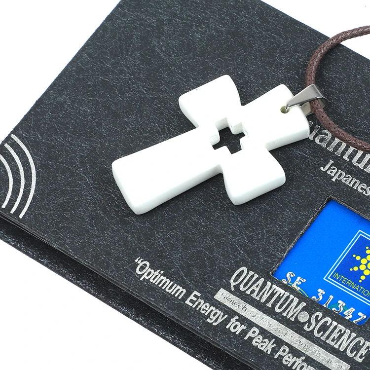 

5pcs/lot Cross Quantum Pendant Scalar Energy Ion Necklace Jewelry Lava Stone Charm Jesus I Trust in You Christianity faith