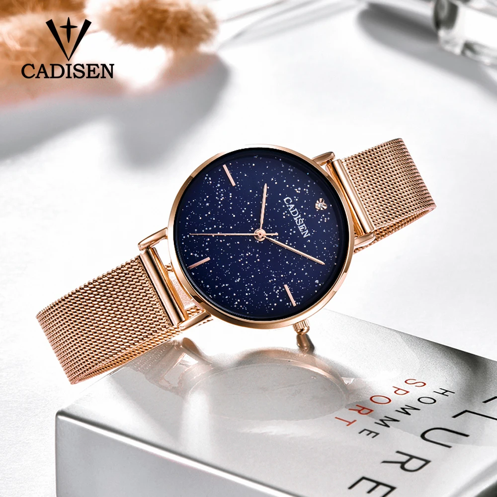 

Ladies Watch CADISEN New Casual Fashion Quartz Watch Starry Sky Stainless steel Wristwatch Simple Designer Women Clock
