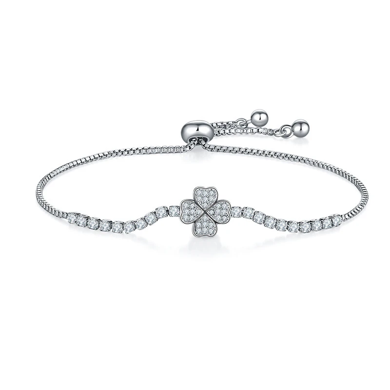 

ZSLBS Fashion Flower Bracelet Bangle For Women Cubic Zirconia Crystal Adjustable Silver Bracelets Jewelry Gift Pulseras Mujer