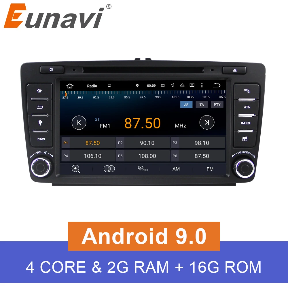 Eunavi 2 Din автомобильный DVD gps для Skoda Octavia 2012 2013 A 5 A5 Yeti Fabia автомобиль Android 9,0 четырехъядерный 2 Гб ram Стерео Радио Навигация