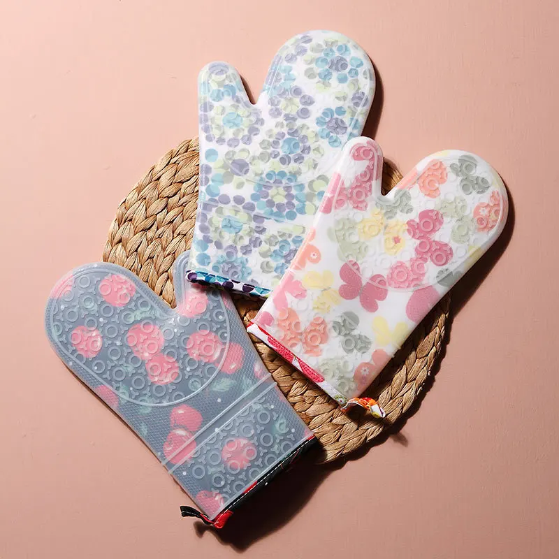 

1 Pair Kitchen Gloves Insulation Long Silicone Thick Gloves Cooking Microwave Gloves Baking BBQ Oven Potholders Oven Mitts