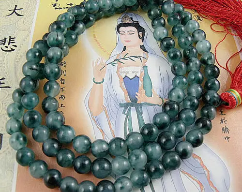 10mm Tibetan Buddhism 108 White Green Chalcedony Mala Necklace | Украшения и аксессуары
