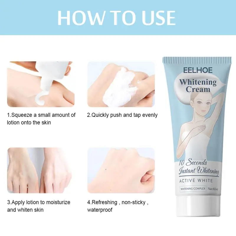 

60ml Instant Whitening Cream Underarm Armpit Whitening Cream Legs Knees Private Parts Body Bleaching Whitening Cream