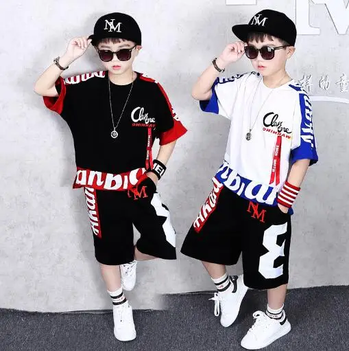 Children Clothing Sets For Boys Summer Short Sleeve Sports Suits Casual Kids Tracksuits Teenage Outfits 8 10 12 Years | Детская одежда