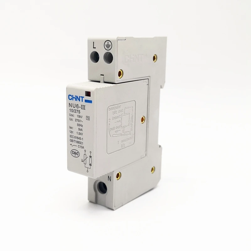 

CHINT NU6-III 1P+N Surge Arrester 10KV 275V Low Voltage Surge Arrester