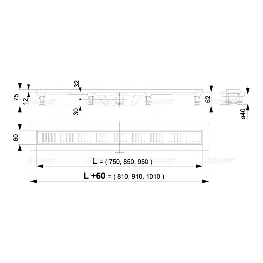 Душевой лоток AlcaPlast APZ10 Simple 750M|Душевые поддоны| |