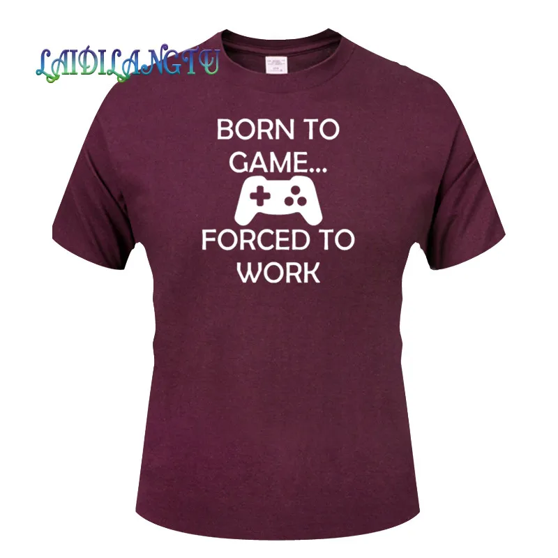 

Новинка 2019, модная мужская футболка born to game, принужденная работать, одежда, мужская футболка с коротким рукавом, Высококачественная Мужская ...