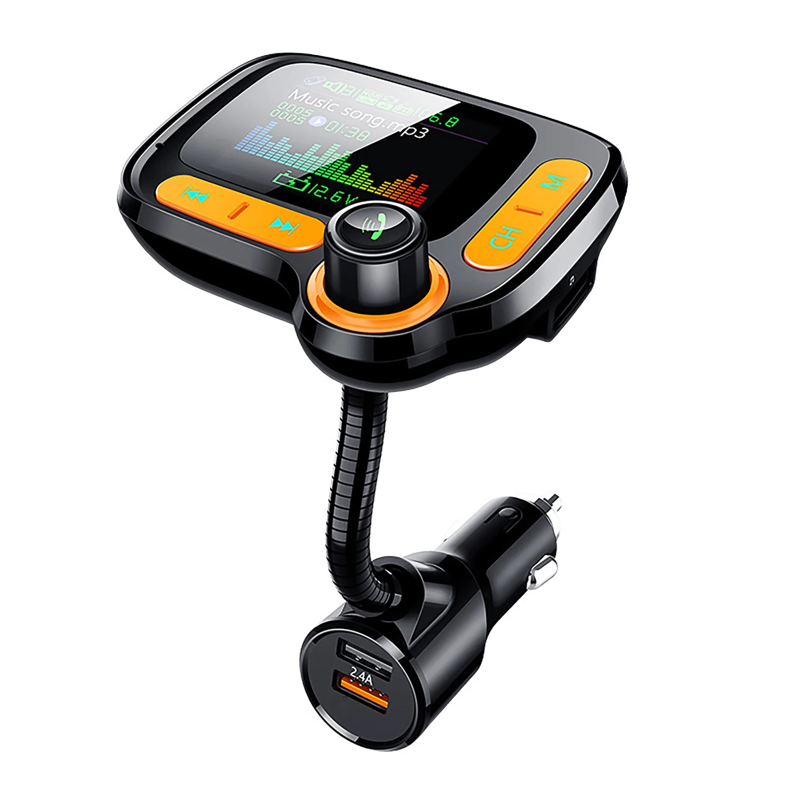 

FM Transmitter Bluetooth 5.0 Car Modulator Color Screen MP3 Player Hands-Free Car Kit Dual USB Fast Charger High Quality Music