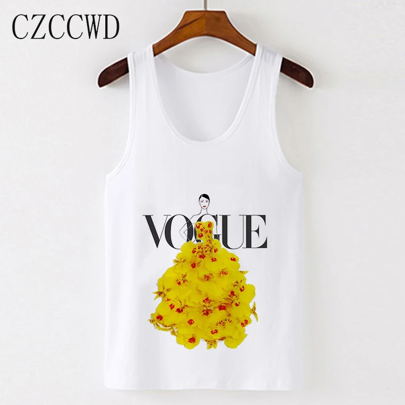 

White New Harajuku Women Sexy Crop Tops Ballet Vogue Printed Summer Camis Clothes Casual Tank Tops Vest Sleeveless Crop Tops