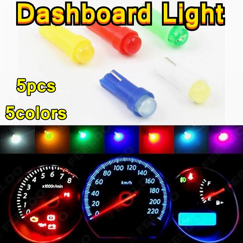 

5PCS T5 COB 12V Led Car Interior Lights Dashboard Warming Indicator Wedge Auto Instrument Lamp Dash Indicator Light Panel Bulbs