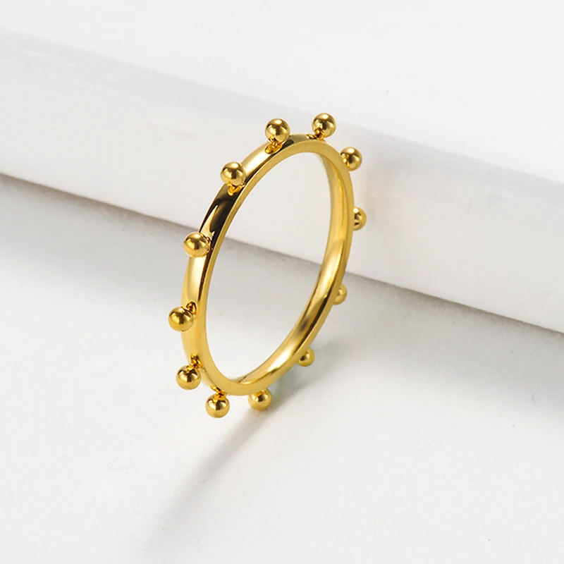 

Peri'sBox 5 Designs Gold Filled Love Heart Rings Chunky Hexagon Geometric Rings for Women Small Beads Minimalist Chain Rings