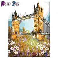 5d landscape diamond painting full squareround rhinestone embroidery mosaic tower bridge and daisies pictures home decoration