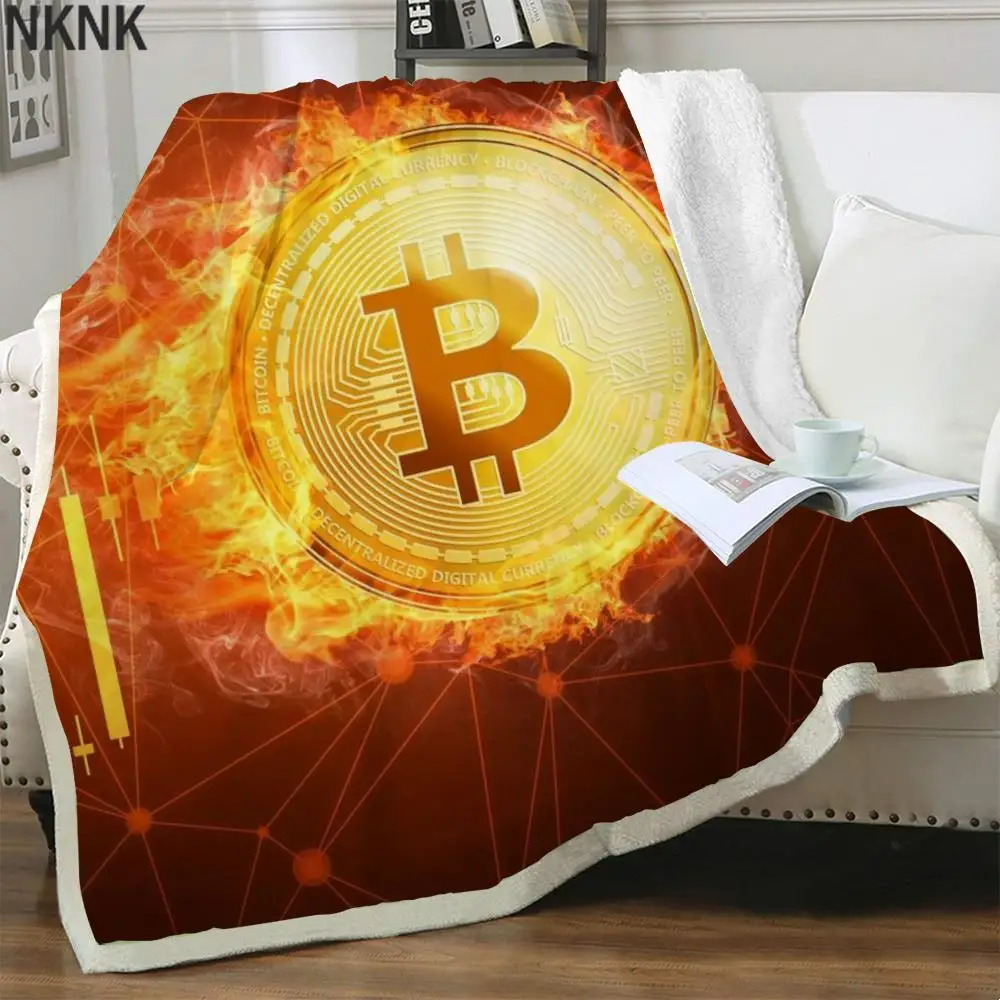

NKNK Brank Bitcoin Blanket Flame Blankets For Beds Retro Thin Quilt Harajuku Bedding Throw Sherpa Blanket New Premium Polyester