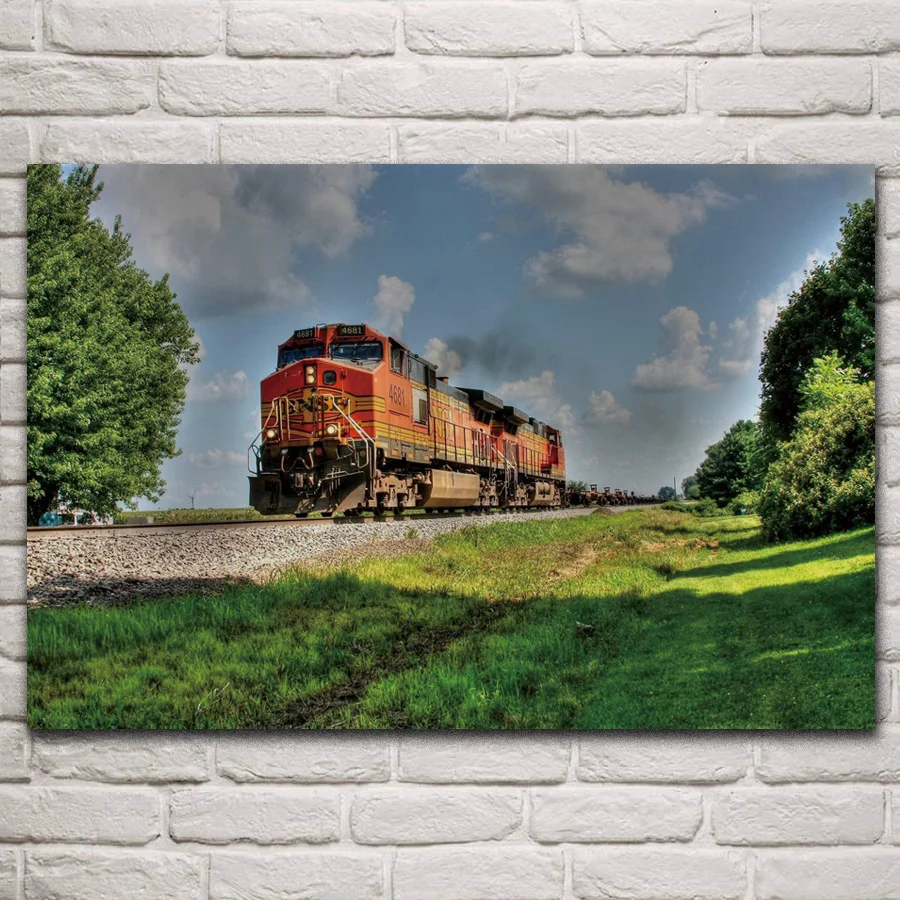 

Train classic bnsf railway locomotive artwork fabric posters on the wall picture home art living room decoration KN699