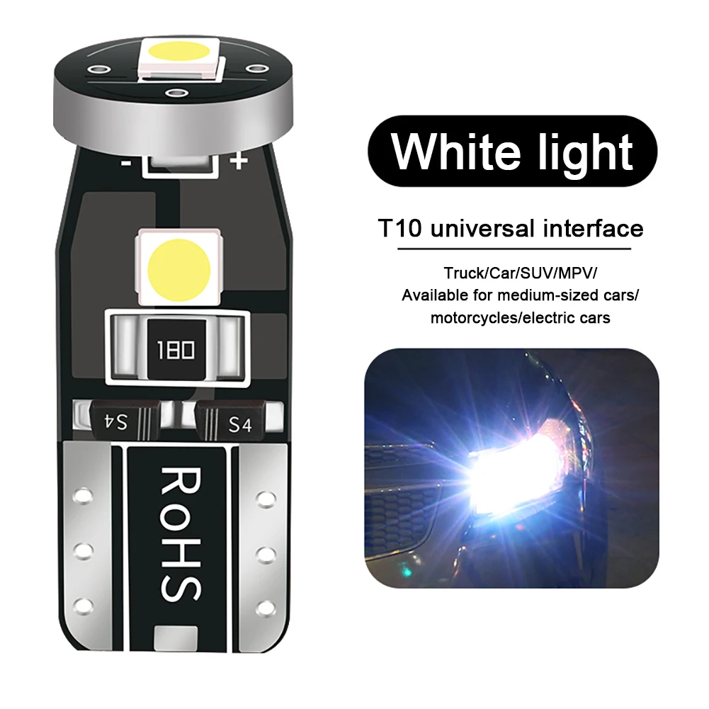 

10pcs LED License Plate Light Bulb T10 501 194 W5W 7020 3SMD License Plate Light Bulbs Super Bright Canbus Error Free Xenon Whit