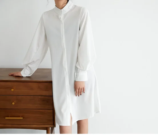 Шифоновая женская блузка с длинным рукавом-фонариком белая рубашка длинными