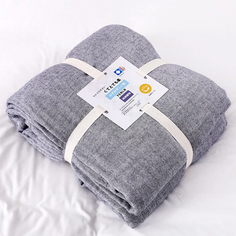 

100% Cotton Muslin Blanket Bed Sofa Travel Breathable Simple Japanese Style Solid Large Soft Throw Blanket Para Blanket