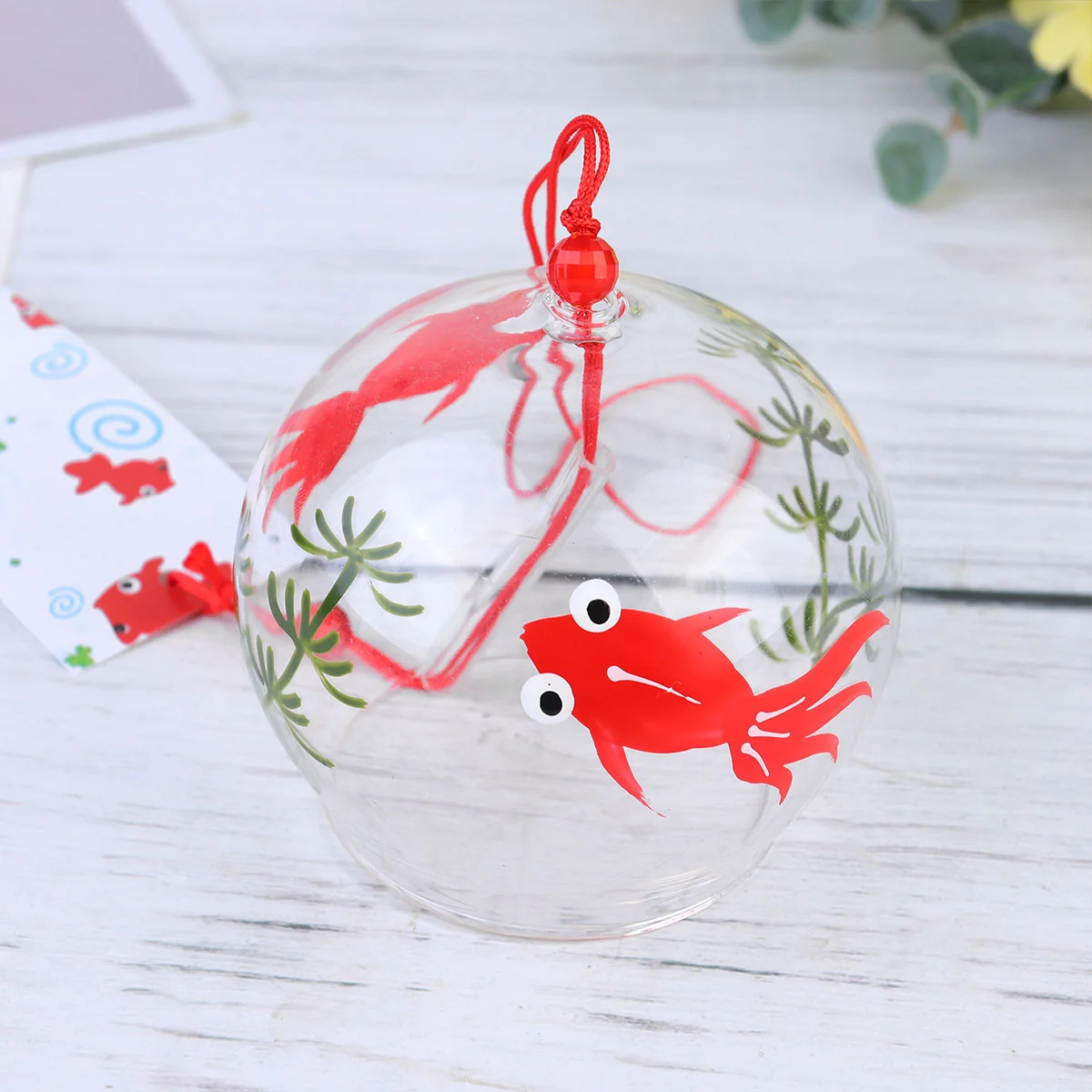 

1pc Japanese-style Simple Wind Chime Creative Glass Wind Bell Indoor Decor Pendant Gift for Friends Lovers Parents (Red