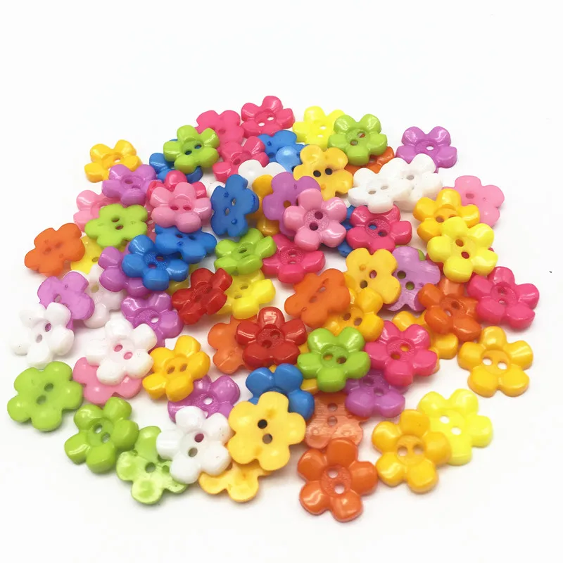 

400pcs/lot Mixed Color Flower Buttons Fit Sewing or Scrapbooking 15mm