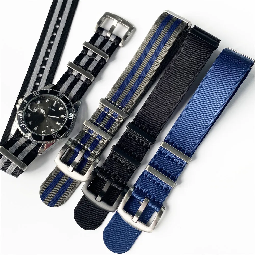 High Quality Nylon Canvas NATO Watch Band 20mm 22mm Men Sport Waterproof Wrist Strap Bracelet Accessories Military Seatbelt