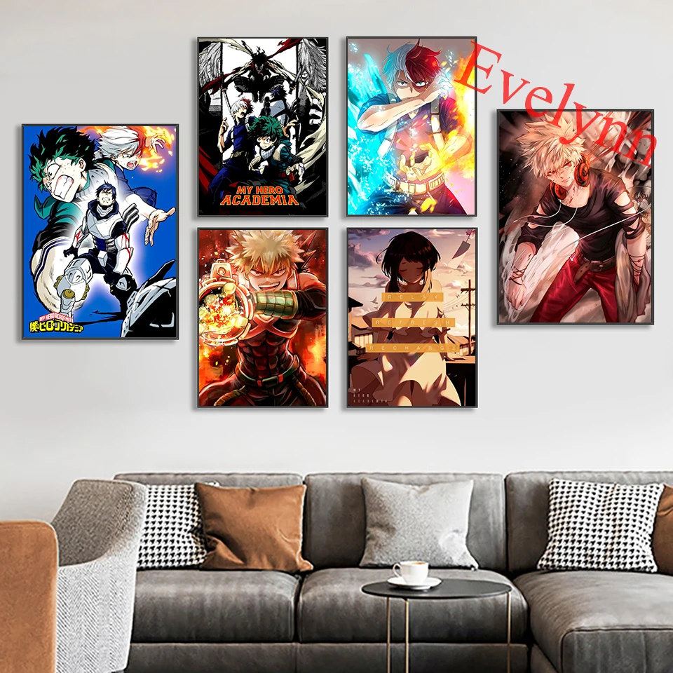 

My Hero Academia Japan Anime Modern Living Cartoon Posters Room Home Wall Art Print Picture Children Room Decor Prints Painting