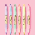 Двухсторонняя шестицветная маркерная ручка в одном пакете многоцветная маркерная ручка на водной основе студенческие принадлежности художественная ручка