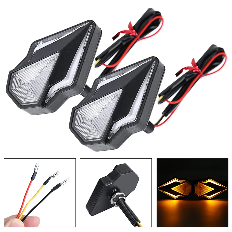 

2 шт. 12V мотоциклов заподлицо Янтарный поворотник "бегущая вода" светильник красный светодиодный дневной ходовой огонь для электромобиль ск...