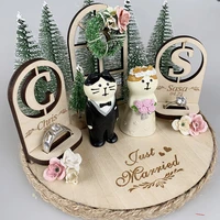 customized forest cat wedding ring pillow customized proposal wedding ring box valentine gift gold party decorations
