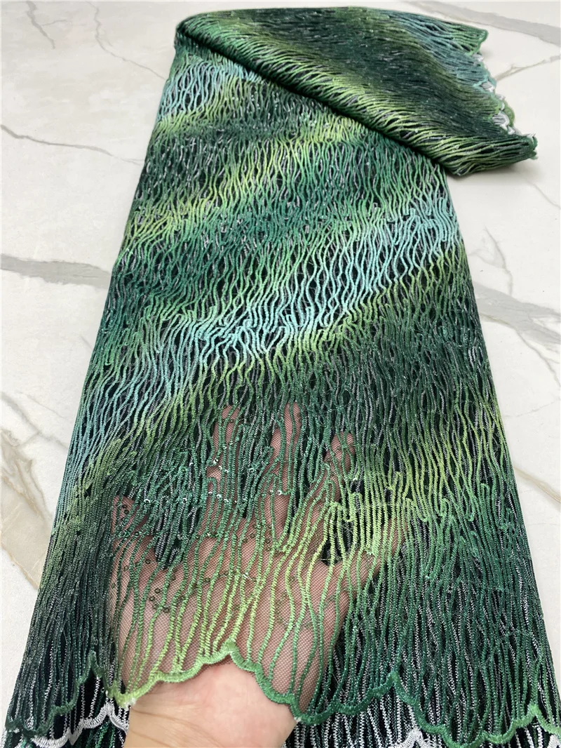 

PGC African Lace Fabric 2021 High Quality Sequins Tulle Lace Nigerian Lace Fabric Embroidered Lace For Wedding Party YA4532B-6