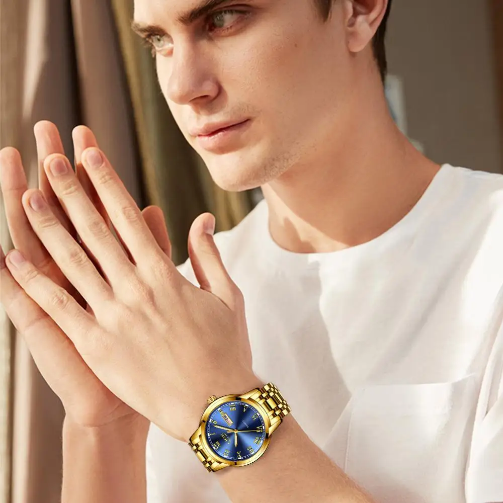 Часы наручные LIGE Мужские кварцевые брендовые Роскошные модные полностью