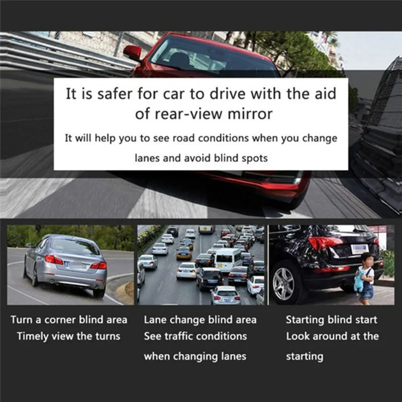 2 предмета Регулируемый бескаркасные HD Стекло зеркало заднего вида для парковки