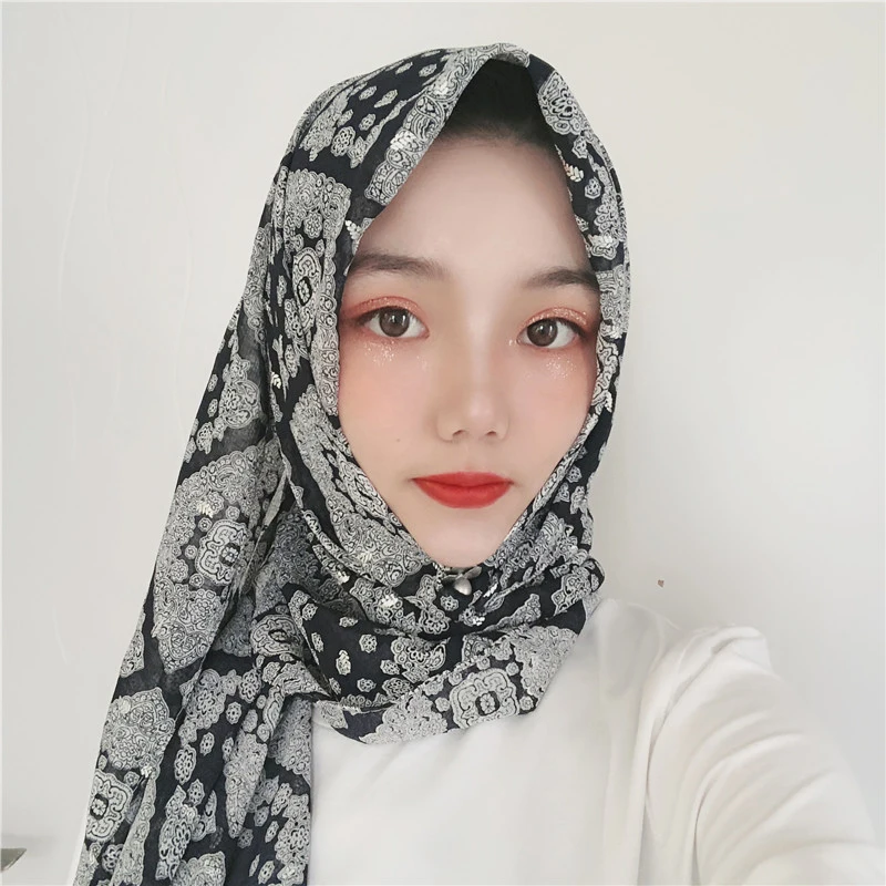 Винтажный дизайн шифон печати длинный хиджаб лист шаблон хиджабы для женщин