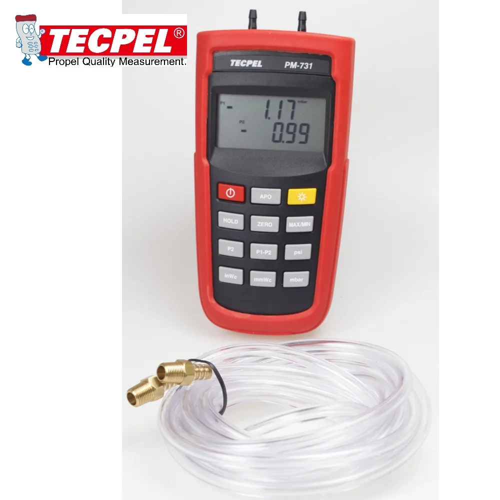 

Dual Digital differential air Pressure Manometer Tecpel PM-731
