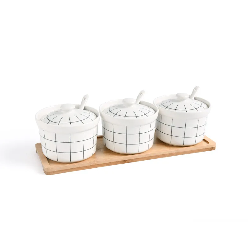

Household ceramic seasoning jar Japanese seasoning box bottle seasoning cans box bottle salt shaker set kitchen supplies