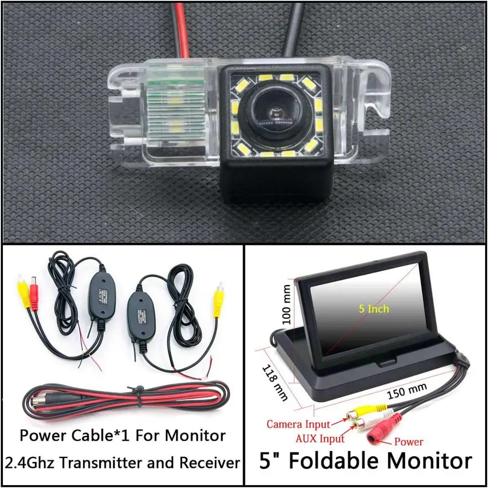 C Wireless 5 inch F 12 Светодиодный фонарь Автомобильная камера заднего вида для Ford Focus 2 Mondeo C-Max S-Max Galaxy Fiesta Kuga EcoSport водонепроницаемый парковочный резервный - Название цвета: C Wireless 5 inch F