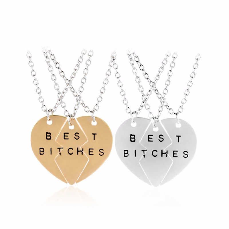 Панк сломанные Подвески в виде сердца комплект из 3 предметов стимпанк буквы