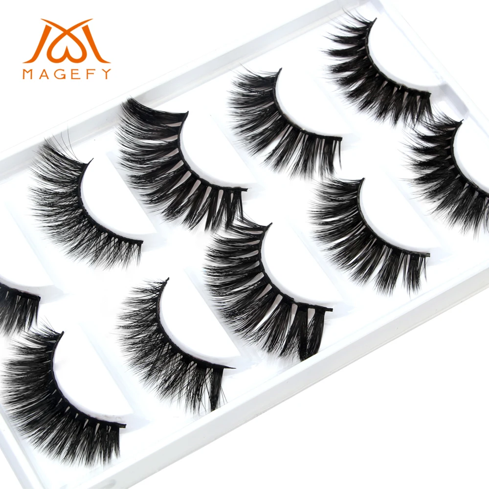 5 пар в упаковке объемные норковые Накладные ресницы с натуральным крестом