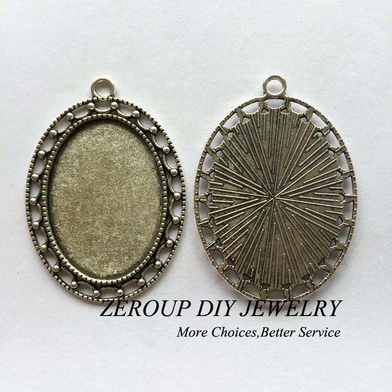 5 шт./лот 25x35 мм Ожерелье Подвеска Установка античная бронза серебро цвет стекло