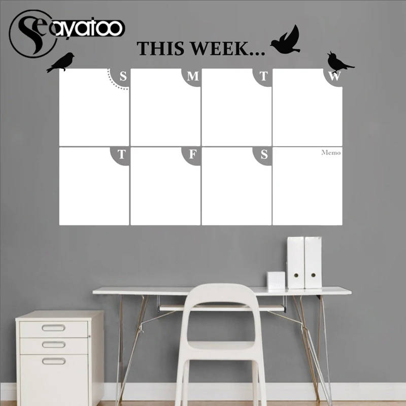 На этой неделе доска календарь стираемая виниловая наклейка на стену Наклейка